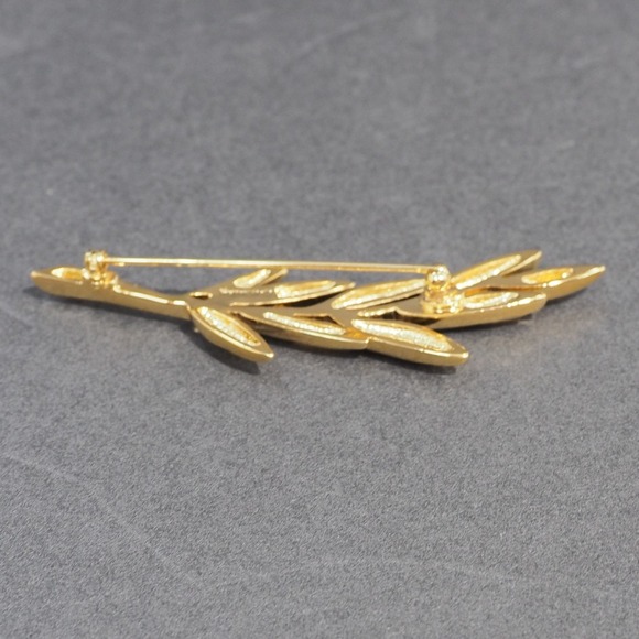 Vintage Napier Brooch Pin Signed Gold Tone Leaf Branch Holiday Winter Box MCM - Picture 6 of 15
